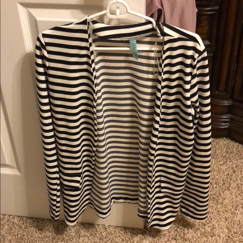 Black and white striped blazer